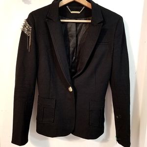 Studded Military Style Black Blazer